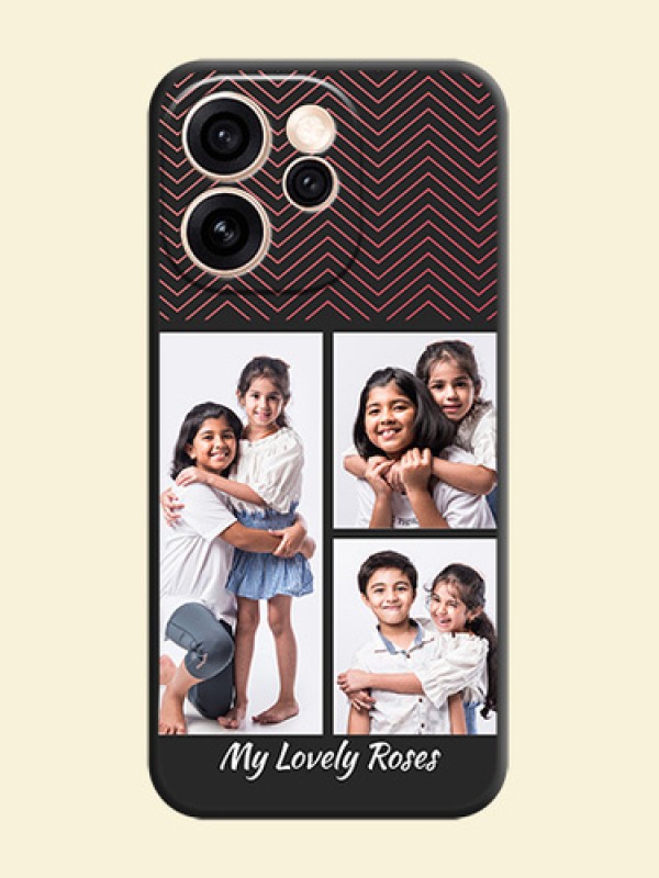 Wave Pattern with 3 Image Holder On Space Black Custom Soft Matte Mobile Back Cover - Oppo Reno 15 Pro Mini 5G