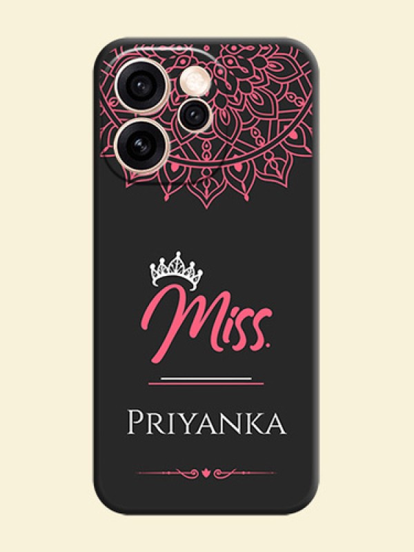 Mrs Name with Floral Design On Space Black Custom Soft Matte Mobile Back Cover - Oppo Reno 15 Pro Mini 5G
