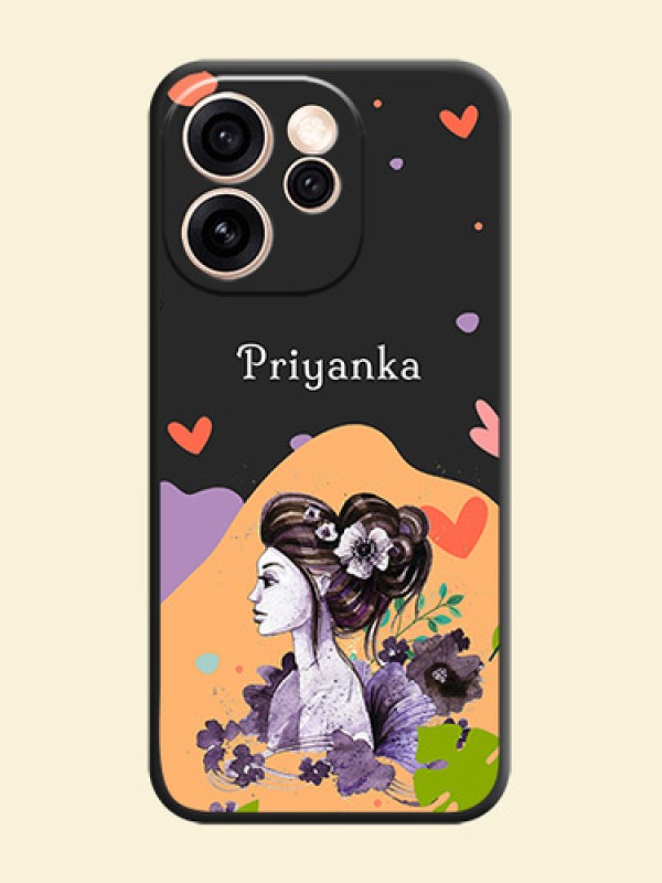 Namecase For Her With Fancy Lady Image On Space Black Custom Soft Matte Mobile Back Cover - Oppo Reno 15 Pro Mini 5G