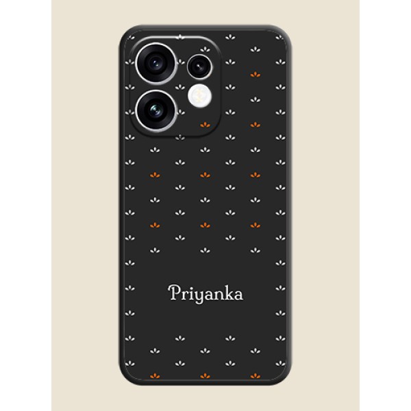 Simple Pattern With Custom Text On Space Black Custom Soft Matte Mobile Back Cover - Oppo Reno 16 5G