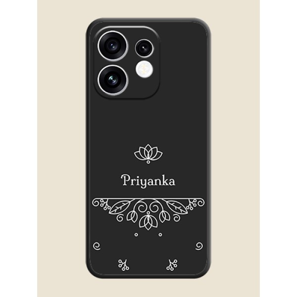 Lotus Garden Custom Text On Space Black Custom Soft Matte Mobile Back Cover - Oppo Reno 16 5G