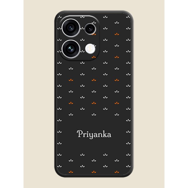 Simple Pattern With Custom Text On Space Black Custom Soft Matte Mobile Back Cover - Oppo Reno 16C 5G