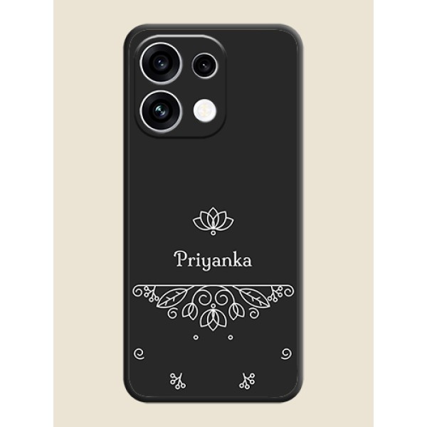 Lotus Garden Custom Text On Space Black Custom Soft Matte Mobile Back Cover - Oppo Reno 16C 5G