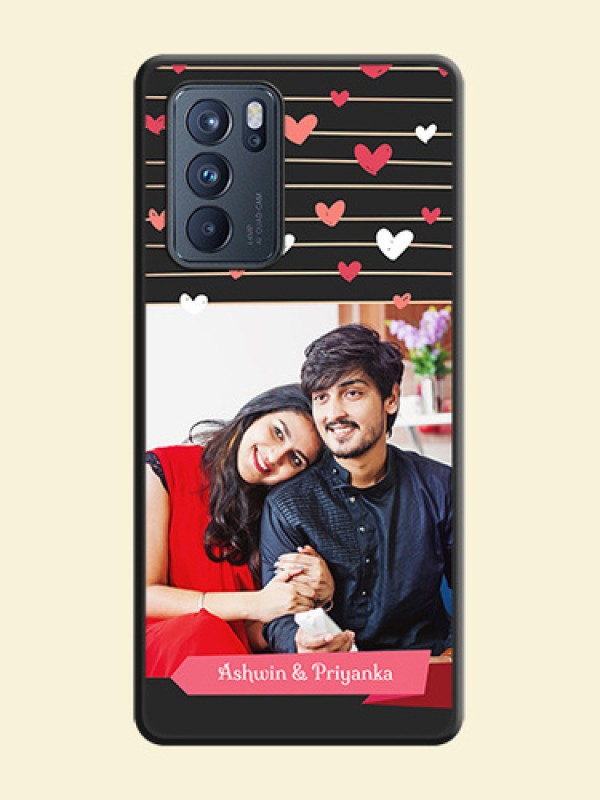 Love Pattern with Name on Pink Ribbon on Photo on Space Black Soft Matte Back Cover - Oppo Reno 6 Pro 5G