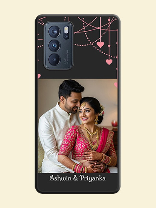 Pink Love Hangings with Text on Space Black Custom Soft Matte Back Cover - Oppo Reno 6 Pro 5G