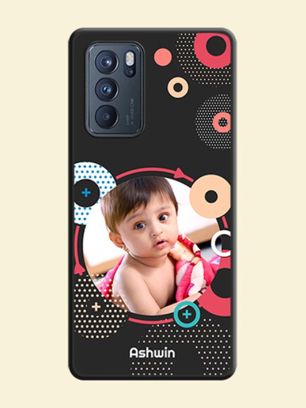 Multicoloured Round Image on Personalised Space Black Soft Matte Cases - Oppo Reno 6 Pro 5G
