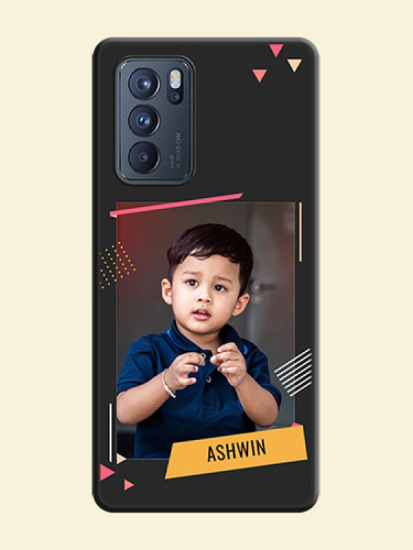 Photo Frame with Triangle Small Dots on Photo on Space Black Soft Matte Back Cover - Oppo Reno 6 Pro 5G
