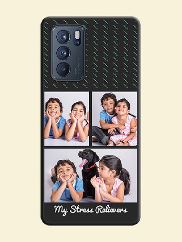 Cross Dotted Pattern with 2 Image Holder on Personalised Space Black Soft Matte Cases - Oppo Reno 6 Pro 5G