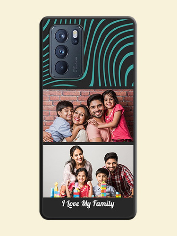 Wave Pattern with 2 Image Holder on Space Black Personalized Soft Matte Phone Covers - Oppo Reno 6 Pro 5G