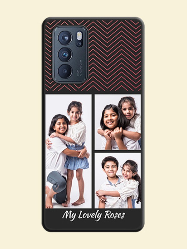 Wave Pattern with 3 Image Holder on Space Black Custom Soft Matte Back Cover - Oppo Reno 6 Pro 5G