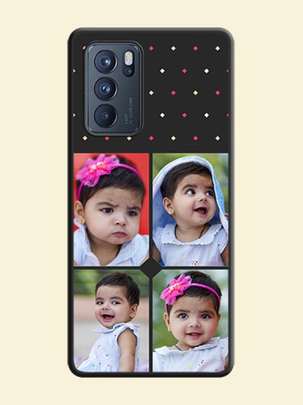 Multicolor Dotted Pattern with 4 Image Holder on Space Black Custom Soft Matte Phone Cases - Oppo Reno 6 Pro 5G
