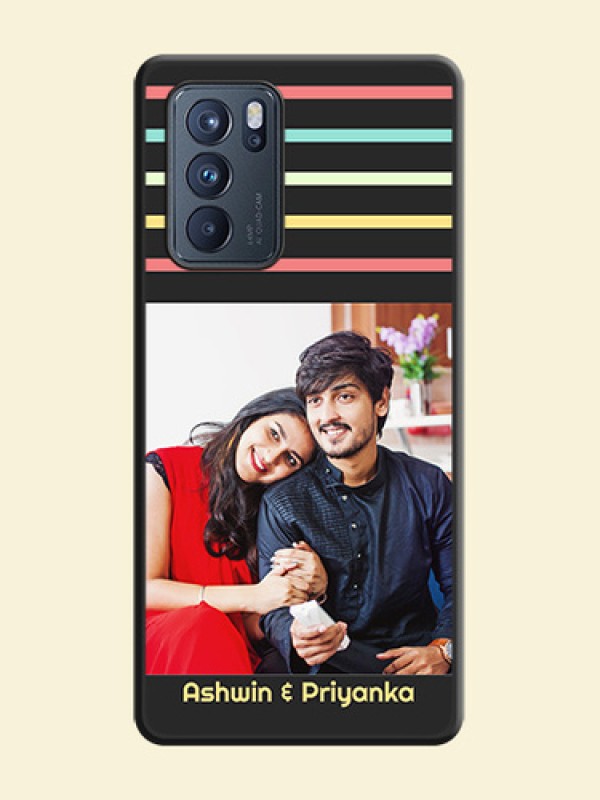 Color Stripes with Photo and Text on Photo on Space Black Soft Matte Mobile Case - Oppo Reno 6 Pro 5G