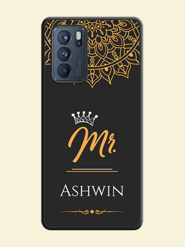 Mr Name with Floral Design on Personalised Space Black Soft Matte Cases - Oppo Reno 6 Pro 5G