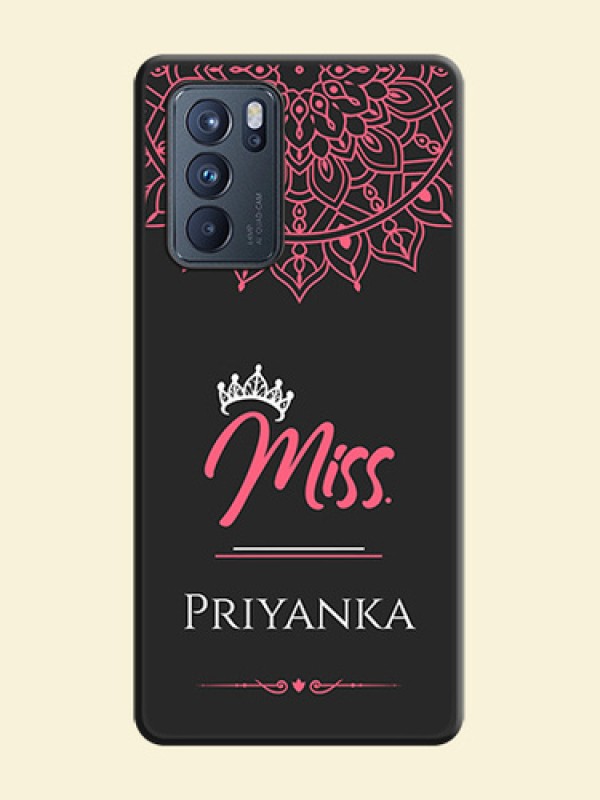 Mrs Name with Floral Design on Space Black Personalized Soft Matte Phone Covers - Oppo Reno 6 Pro 5G