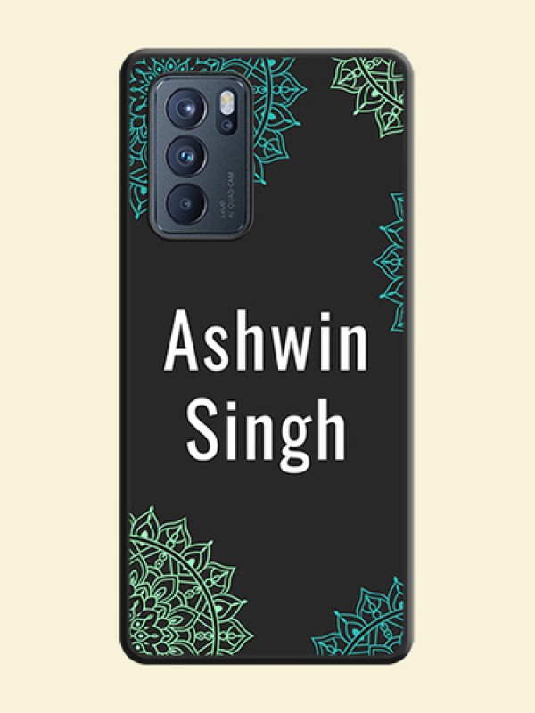 Your Name with Floral Design on Space Black Custom Soft Matte Back Cover - Oppo Reno 6 Pro 5G