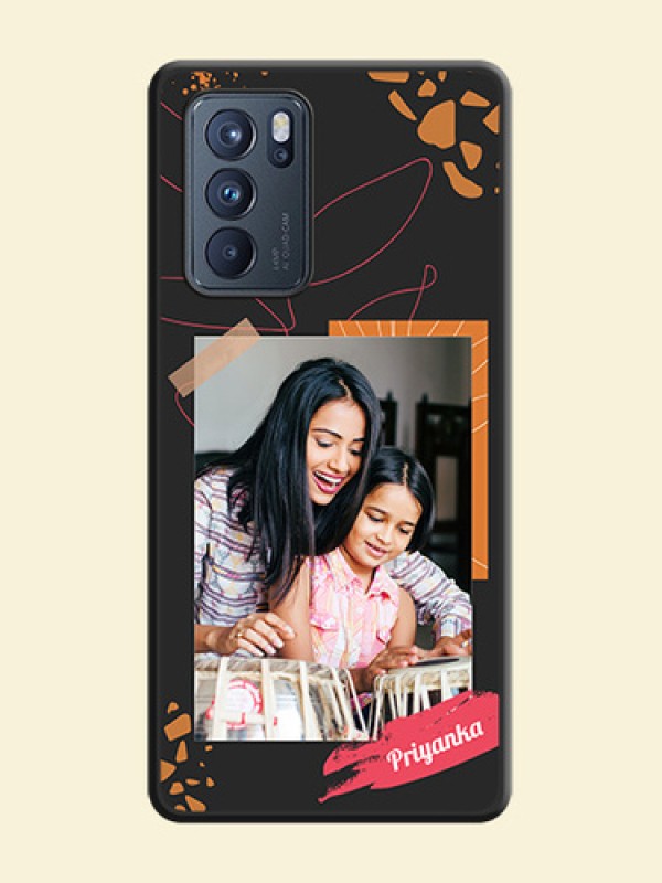 Orange Photo Frame on Space Black Custom Soft Matte Phone Back Cover - Oppo Reno 6 Pro 5G