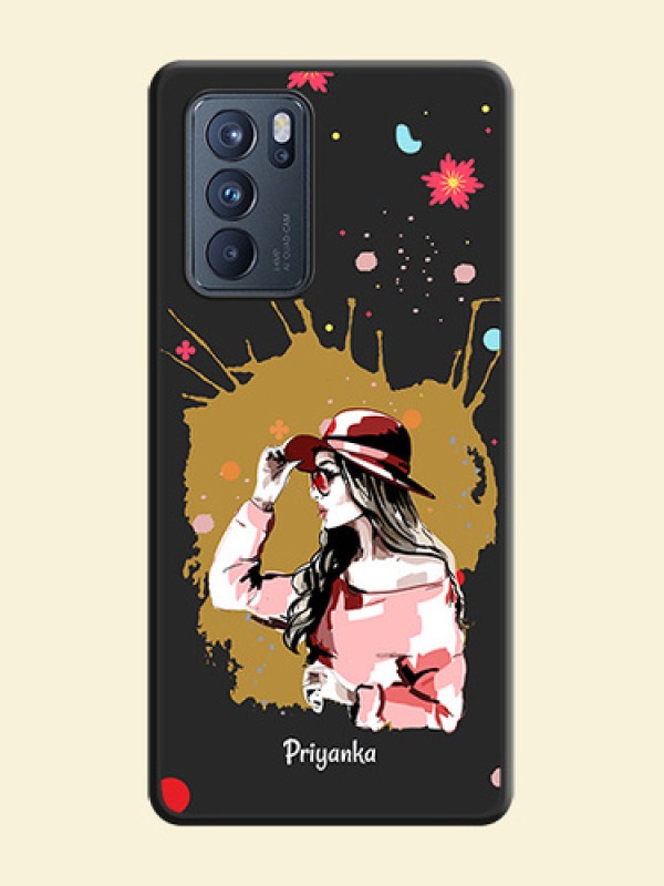 Mordern Lady With Color Splash Background With Custom Text On Space Black Personalized Soft Matte Phone Covers -Oppo Reno 6 Pro 5G