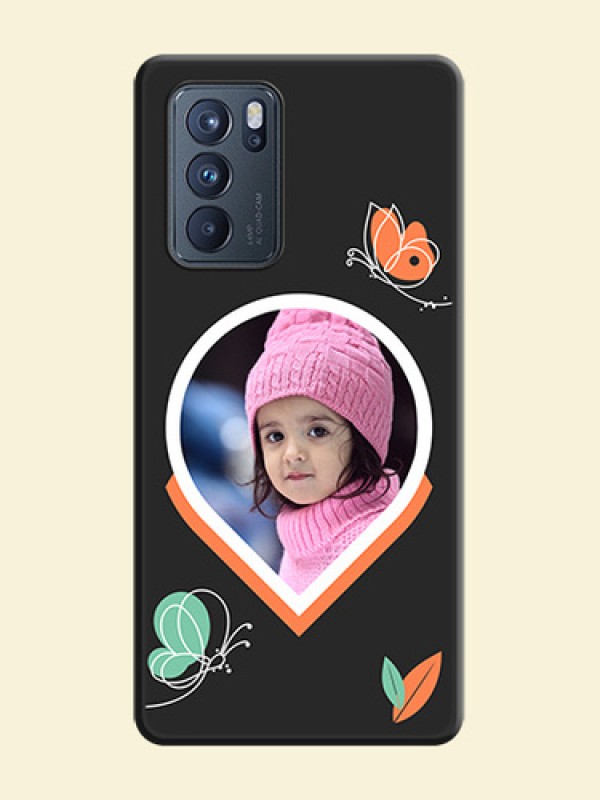 Upload Pic With Simple Butterly Design On Space Black Personalized Soft Matte Phone Covers -Oppo Reno 6 Pro 5G