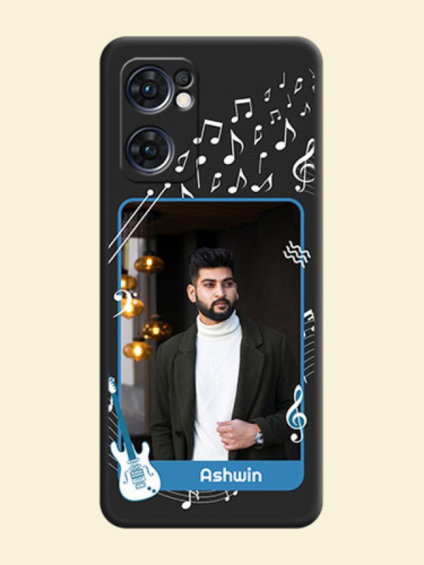 Musical Theme Design with Text on Photo on Space Black Soft Matte Mobile Case - Oppo Reno 7 5G