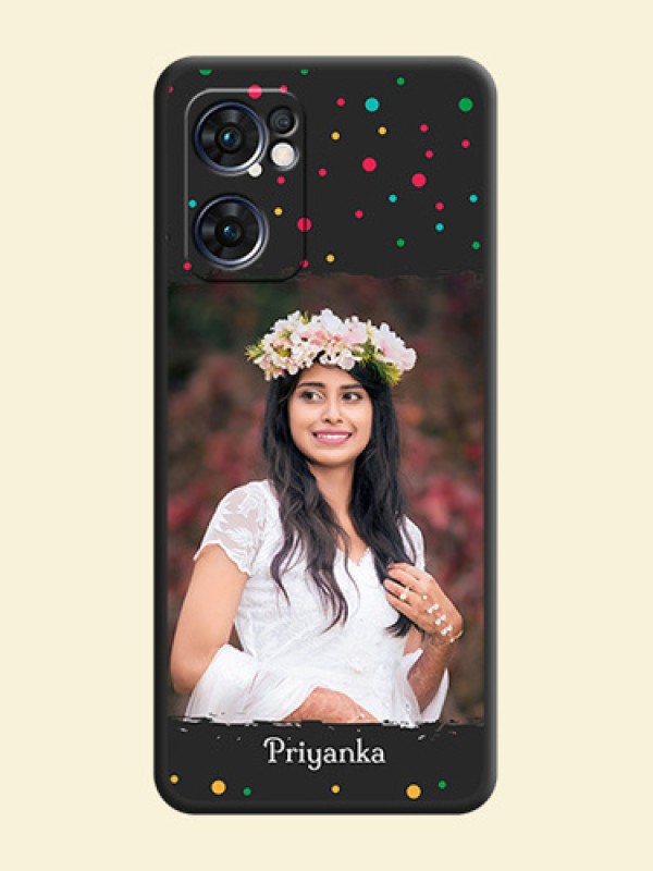 Multicolor Dotted Pattern with Text on Space Black Custom Soft Matte Phone Back Cover - Oppo Reno 7 5G