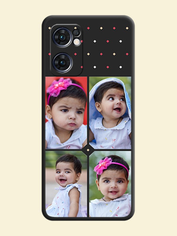 Multicolor Dotted Pattern with 4 Image Holder on Space Black Custom Soft Matte Phone Cases - Oppo Reno 7 5G