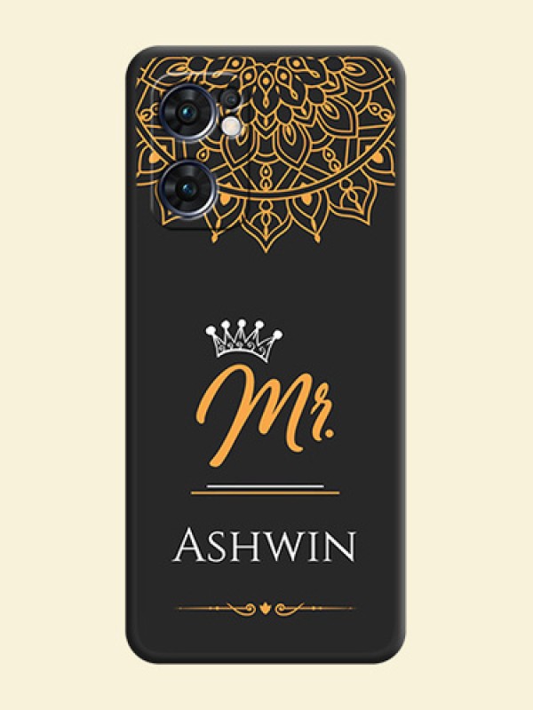 Mr Name with Floral Design  on Personalised Space Black Soft Matte Cases - Oppo Reno 7 5G