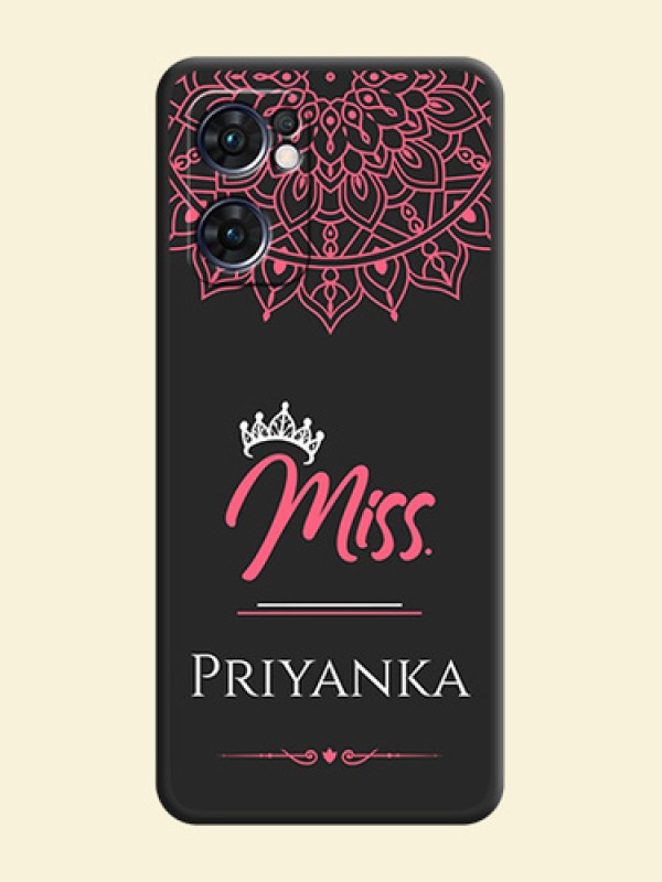 Mrs Name with Floral Design on Space Black Personalized Soft Matte Phone Covers - Oppo Reno 7 5G