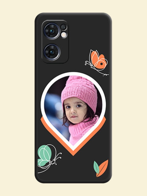 Upload Pic With Simple Butterly Design On Space Black Personalized Soft Matte Phone Covers -Oppo Reno 7 5G