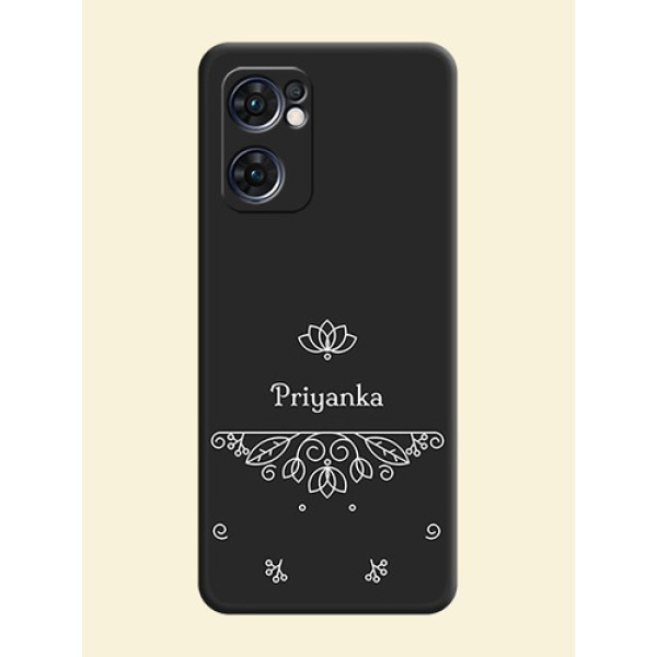 Lotus Garden Custom Text On Space Black Personalized Soft Matte Phone Covers -Oppo Reno 7 5G