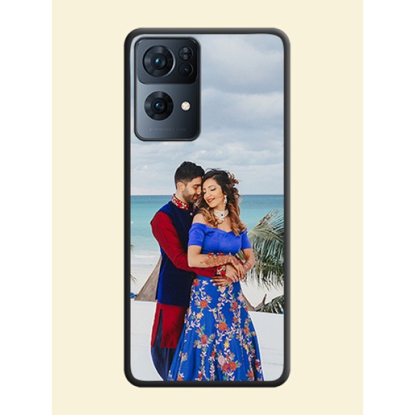 Full Single Pic Upload On Space Black Personalized Soft Matte Phone Covers -Oppo Reno 7 Pro 5G