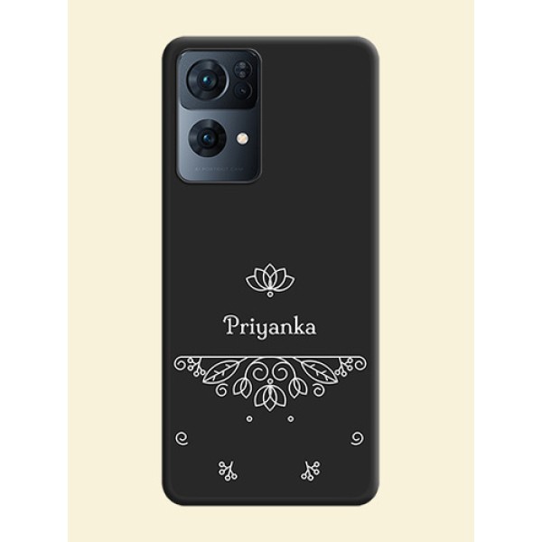 Lotus Garden Custom Text On Space Black Personalized Soft Matte Phone Covers -Oppo Reno 7 Pro 5G