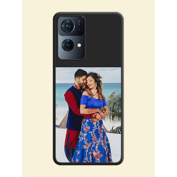 Image Upload With Space Black Color On Custom Soft Matte Mobile Back Cover - Oppo Reno 7 Pro 5G