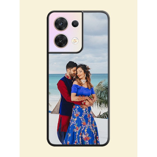 Full Single Pic Upload On Space Black Personalized Soft Matte Phone Covers -Oppo Reno 8 5G