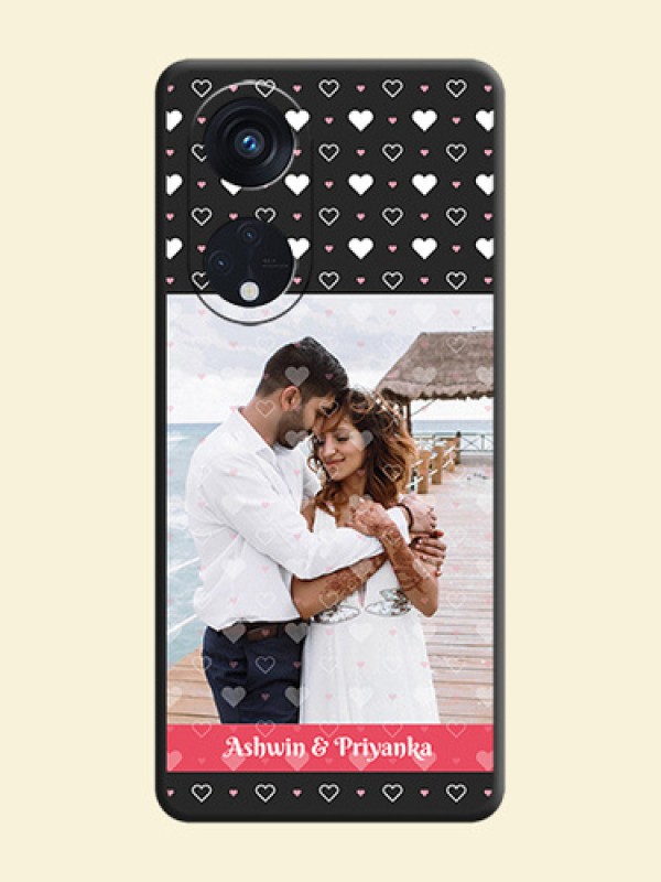 White Color Love Symbols with Text Design on Photo on Space Black Soft Matte Phone Cover - Oppo Reno 8T 5G