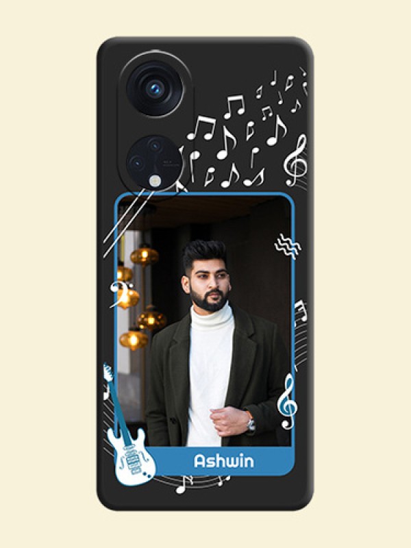 Musical Theme Design with Text on Photo on Space Black Soft Matte Mobile Case - Oppo Reno 8T 5G