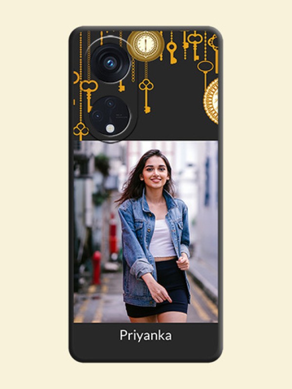 Decorative Design with Text on Space Black Custom Soft Matte Back Cover - Oppo Reno 8T 5G