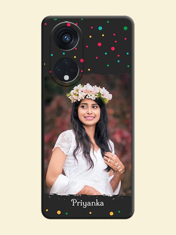Multicolor Dotted Pattern with Text on Space Black Custom Soft Matte Phone Back Cover - Oppo Reno 8T 5G