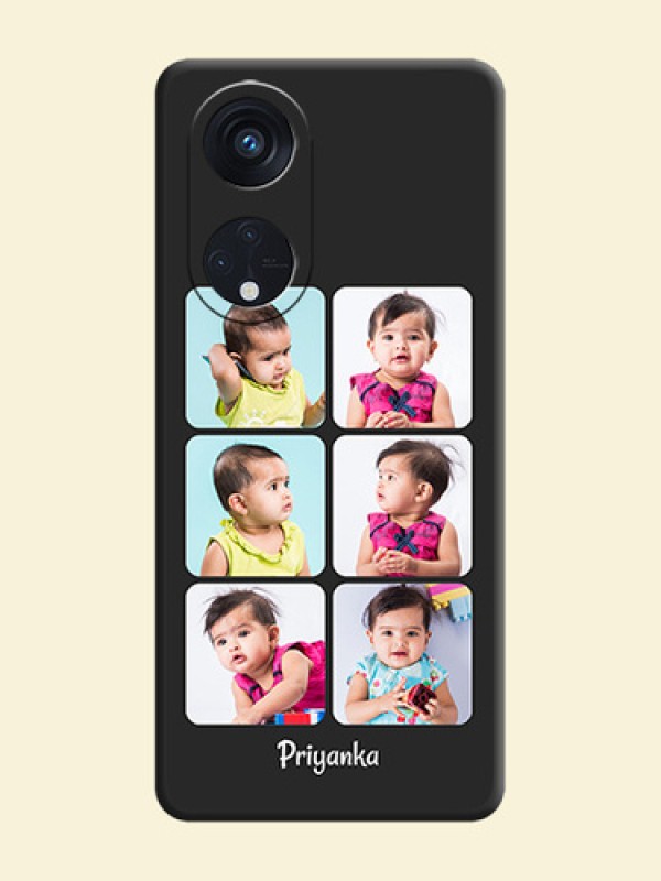 Floral Art with 6 Image Holder on Photo on Space Black Soft Matte Mobile Case - Oppo Reno 8T 5G