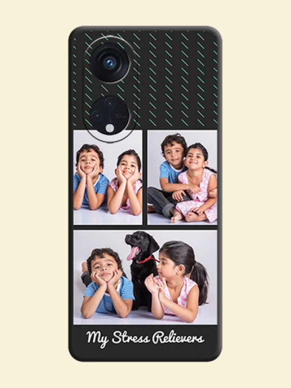Cross Dotted Pattern with 2 Image Holder  on Personalised Space Black Soft Matte Cases - Oppo Reno 8T 5G