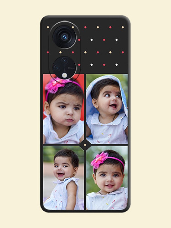 Multicolor Dotted Pattern with 4 Image Holder on Space Black Custom Soft Matte Phone Cases - Oppo Reno 8T 5G