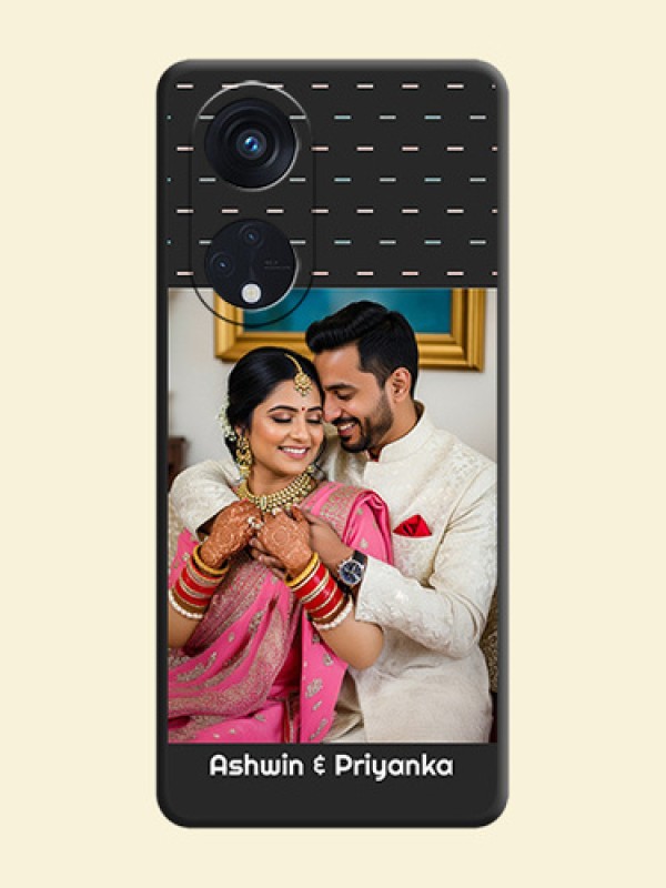 Line Pattern Design with Text on Space Black Custom Soft Matte Phone Back Cover - Oppo Reno 8T 5G