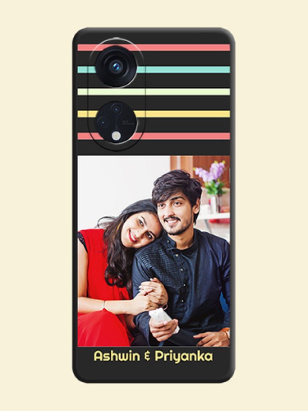 Color Stripes with Photo and Text on Photo on Space Black Soft Matte Mobile Case - Oppo Reno 8T 5G