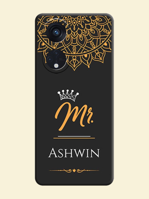 Mr Name with Floral Design  on Personalised Space Black Soft Matte Cases - Oppo Reno 8T 5G