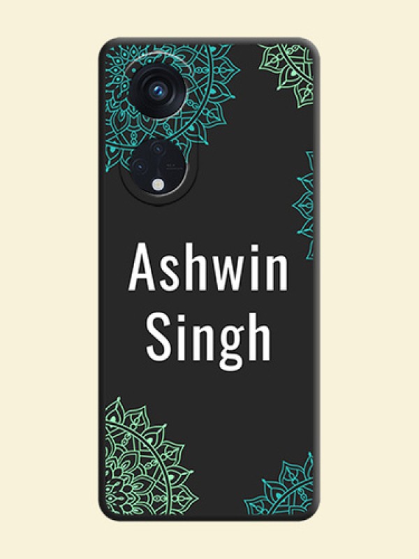 Your Name with Floral Design on Space Black Custom Soft Matte Back Cover - Oppo Reno 8T 5G