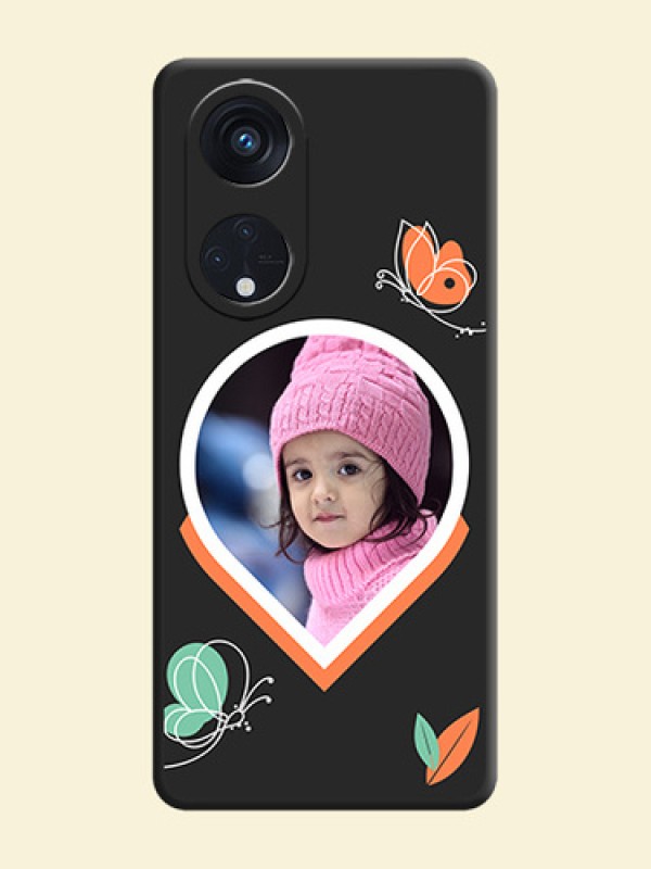 Upload Pic With Simple Butterly Design On Space Black Personalized Soft Matte Phone Covers -Oppo Reno 8T 5G