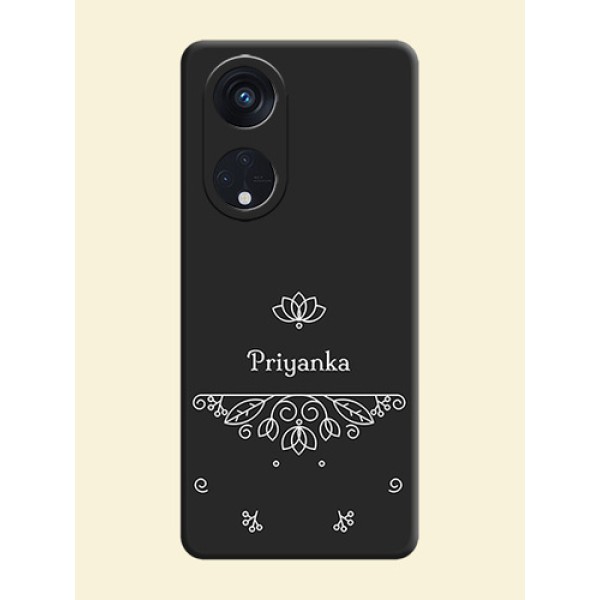 Lotus Garden Custom Text On Space Black Personalized Soft Matte Phone Covers -Oppo Reno 8T 5G