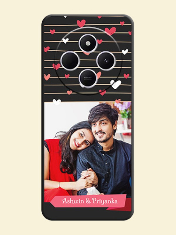 Love Pattern with Name on Pink Ribbon on Photo On Space Black Custom Soft Matte Mobile Back Cover - Poco C75 5G