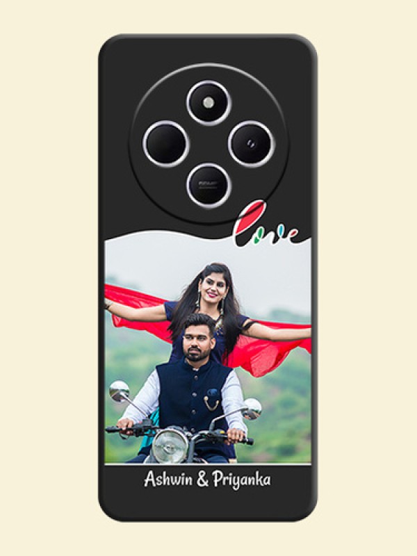 Fall in Love Pattern with Picture on Photo On Space Black Custom Soft Matte Mobile Back Cover - Poco C75 5G