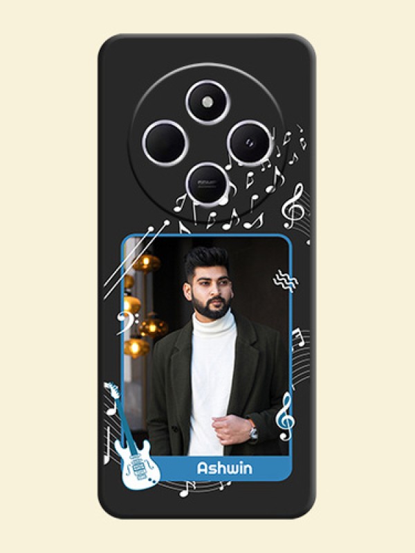 Musical Theme Design with Text on Photo On Space Black Custom Soft Matte Mobile Back Cover - Poco C75 5G
