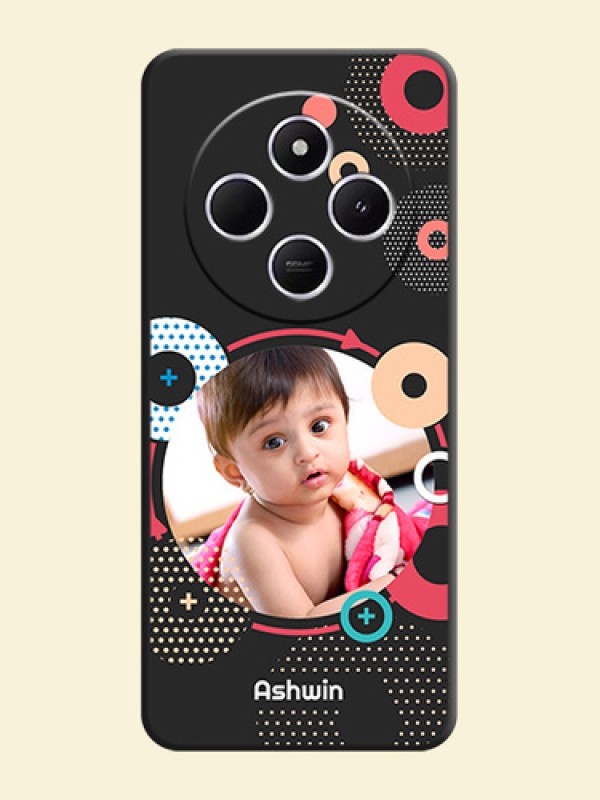 Multicoloured Round Image On Space Black Custom Soft Matte Mobile Back Cover - Poco C75 5G